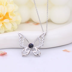 Personalisierte projektion kette mit foto im Stein - Schmetterling Anhänger,perfektes Erinnerungs Geschenke