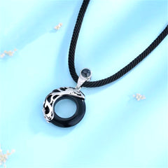 Personalisierte Foto Projektion Kette mit Bild im Stein - Obsidian und Katzenauge Ring Anhänger