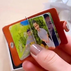 Personalisierter Foto Leder Schlüsselanhänger mit 12 Bilder, Minialbum,Kunstdruckpapier Fotoalbum,Kreatives Erinnerungs Geschenk