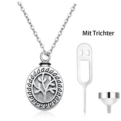 Sterlingsilber Ascheschmuck – Halskette mit Lebensbaum Anhänger und Mini Urne für Haarbefüllung
