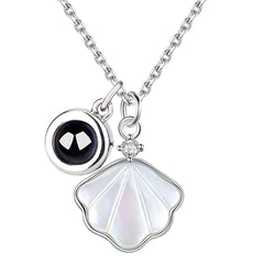 925 Silber Muschel Kette mit Bild drin - Personalisierte Foto Projektion Erinnerungsgeschenk für Sie