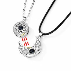 Sterling Silber Foto Projektion Kette mit Foto drin im Stein - Sonne Mond Ziehen sich gegenseitig an