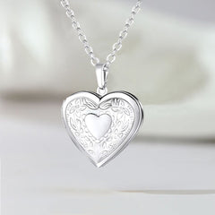 Personalisierte Foto Medaillon Kette mit Bilder &Text – Retro Herz Anhänger mit Blumen Zweige Gravur, Schmuck Geschenke für Frauen