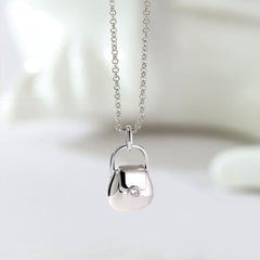 Personalisierte 925 Silber  Foto Medaillon Kette – 3D Handtaschen Anhänger mit Zirkonia, Modische Kreative Geschenke für Sie