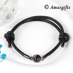 Lederseil Foto Armband mit Bildprojektion – Armband mit Bild Silber und Foto Schmuck