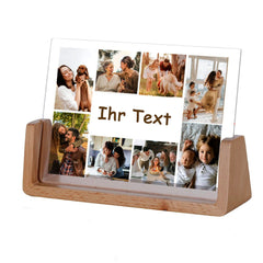 Personalisierter Beleuchteter Bilderrahmen mit 8 Fotos und Gravur - LED Nachtlicht für Paare, Familie,Partner Erinnerungs Foto Geschenk