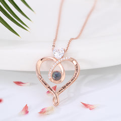 925 Silber Fotokette mit Bild im Stein - Möbius herzenskette mit Foto, Halskette für Damen