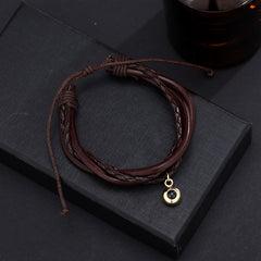 Personalisiertes Projektions Leder Armband mit Foto - Runde Anhänger