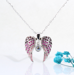 Personalisierte Herz Flügel Projektion Kette mit Foto drin im Stein zum Aufklappen