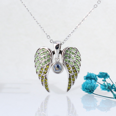 Personalisierte Herz Flügel Projektion Kette mit Foto drin im Stein zum Aufklappen