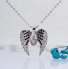 Personalisierte Herz Flügel Projektion Kette mit Foto drin im Stein zum Aufklappen