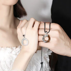 Personalisierte Foto Projektion Kette mit Bild im Stein - Obsidian und Katzenauge Ring Anhänger