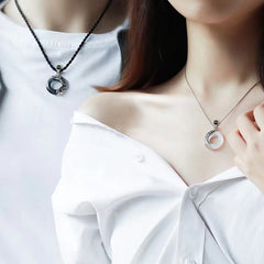 Personalisierte Foto Projektion Kette mit Bild im Stein - Obsidian und Katzenauge Ring Anhänger