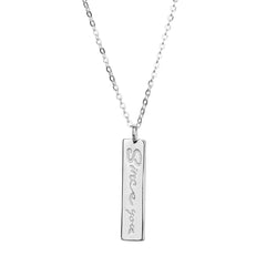 925 Silber Halskette mit Eingraviertem Text - Bar Anhänger