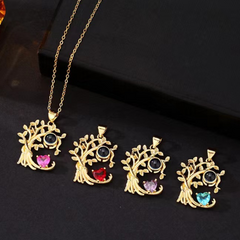 Personalisierte Halskette mit Foto im Stein – Lebensbaum und Geburtssteine Anhänger mit Bild