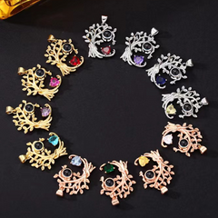 Personalisierte Halskette mit Foto im Stein – Lebensbaum und Geburtssteine Anhänger mit Bild