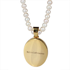 Personalisierte Perlen Kette mit Foto Bild – Ovaler Anhänger mit Zirkonia für Sie