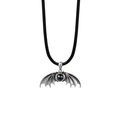 925 Silber Paar Kette mit Bild im Stein - Engelsflügel & Teufelsflügel, personalisierte Geschenke für Paare & Freunde