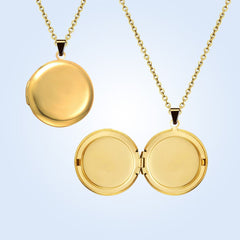 Schlichte Polierter Runde Medaillon Halskette mit Foto – individuelle 2 Bilder & Wort,Unisex-Erinnerungsgeschenk für Ihn und Sie