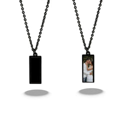 Personalisierte Hitzeaktivierbare Magische Foto Schwarzer Bar Halskette mit verstecktem Bild - Geschenk für Sie oder Ihn