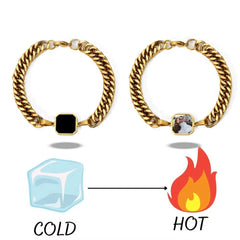 Personalisierte Dicke Stahlkette Schwarzer Quadratischer Armband mit Thermoaktive Foto - Gravur Geschenk für Männer