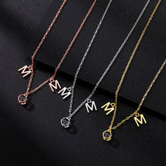 Foto Projektion Kette mit Bild im Stein -  mit Buchstaben MOM