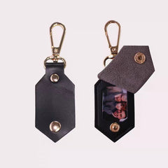 Personalisierter Leder Foto Schlüsselanhänger, Fotos können geändert werden,8 Fotos im 1-Zoll-Format,Erinnerungs Geschenke für Männer Frauen