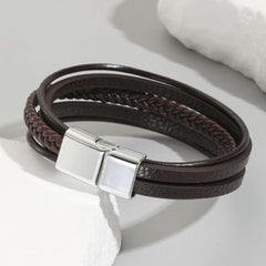 Personalisierte Multitour Geflochtenes Leder Armband mit Gravur - Perfektes Geschenk für Männer