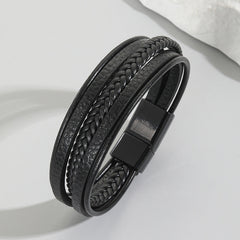 Personalisierte Multitour Geflochtenes Leder Armband mit Gravur - Perfektes Geschenk für Männer