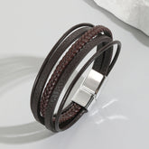 Personalisierte Multitour Geflochtenes Leder Armband mit Gravur - Perfektes Geschenk für Männer