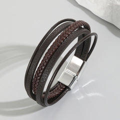 Personalisierte Multitour Geflochtenes Leder Armband mit Gravur - Perfektes Geschenk für Männer