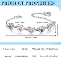 Infinity Herz zu Herz Geburtsstein Armband mit Namens Gravur – personalisiertes Gedenkgeschenk für Mama, Oma & Freundin