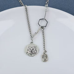 Personalisierte Y-Kette mit Fotogravur, Namen & Jungen/Mädchen Symbol – Haustierschmuck, Erinnerungsgeschenk für Tierliebhaber