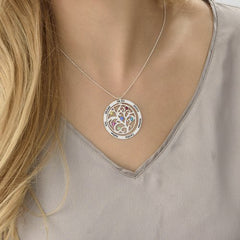 Personalisierte Lebensbaum Ring Namenskette mit Geburtssteinen – 925 Silber, Geschenk für Mama, Oma oder Teammitglieder