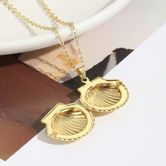 Personalisierte Foto Medaillon Kette mit Bilder – 3D Muschel Anhänger, Kreative Gedenk Geschenke für Sie