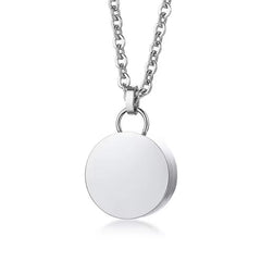 Personalisierte Asche Kette Mit Bild Gravur - Schlichter Runder Anhänger Erinnerungsstück Geschenk für Sie und Ihn