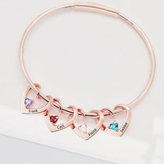 Personalisierte Namensarmband mit Geburtsstein – Herz-an-Herz Anhänger, Kreative Geschenke für Sie