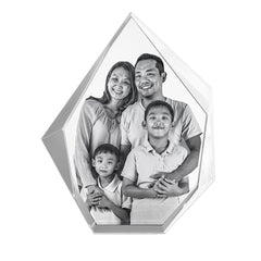 Personalisierter 3D Kristall mit Foto - Eisberg Glasblock mit Lasergravur und LED-Sockel für unvergessliche Erinnerungen und personalisierte Geschenke