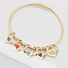 Personalisierte Namensarmband mit Geburtsstein – Herz-an-Herz Anhänger, Kreative Geschenke für Sie