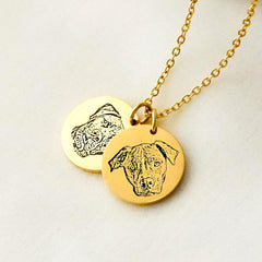 Personalisierte 925 Silber Münzhalskette mit Bild - Skizze Gravur Foto Haustier Kinderzeichnung Fingerabdruck & Name