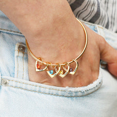 Personalisierte Namensarmband mit Geburtsstein – Herz-an-Herz Anhänger, Kreative Geschenke für Sie