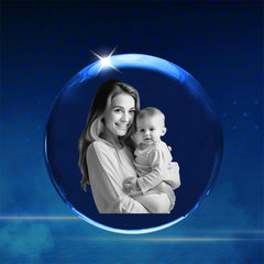 Kristall 3D Foto Glasball - Personalisierter 2D/3D Kristall mit Laser Gravur, 3D Glasfoto mit Leuchtsockel, 3D Kristall Erinnerung