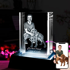 Personalisierter 3D Kristall mit Foto - Rechteckiger Glasblock mit Lasergravur, LED-Leuchtsockel und einzigartigem Design als bleibende Erinnerung und Dekoration