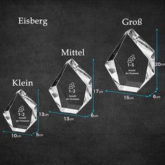Personalisierter 3D Kristall mit Foto - Eisberg Glasblock mit Lasergravur und LED-Sockel für unvergessliche Erinnerungen und personalisierte Geschenke
