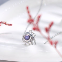 Personalisierte Kette mit Foto Drin - Rose Anhänger mit Foto Projektion