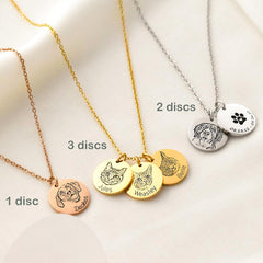 Personalisierte 925 Silber Münzhalskette mit Bild - Skizze Gravur Foto Haustier Kinderzeichnung Fingerabdruck & Name