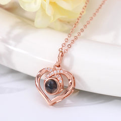 Foto-Projektionskette Herzanhänger mit Zirkonia – personalisiert