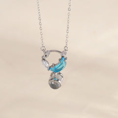 925 Silber Mond & Stern Damen Projektionskette – Kette mit Bild im Stein, Personalisierte Fotogeschenke für Sie