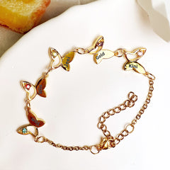 Personalisiertes Schmetterlings Armband mit Geburtssteinen & Namen – Einzigartiges Geschenk für sie