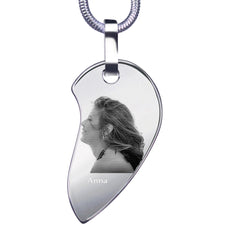 Personalisierte Herz-Partnerketten Zweiteilige Puzzlekette für Paare – Wolfram Ketten, Gravur mit Bild & Namen